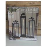 Evergreen Tower Lantern, LED Tapered Candle Set 3-Pack in Black with Remote Evergreen Tower Lantern, LED Tapered Candle Set 3-Pack in Black with Remote
