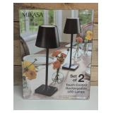Mikasa Touch Control Rechargeable Cordless Table Lamps - 2 Pack - Black Finish Mikasa Touch Control Rechargeable Cordless Table Lamps - 2 Pack - Black Finish