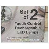 Mikasa Touch Control Rechargeable Cordless Table Lamps - 2 Pack - Black Finish Mikasa Touch Control Rechargeable Cordless Table Lamps - 2 Pack - Black Finish