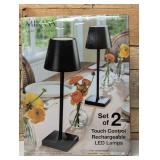 Mikasa Rechargeable 14-inch LED Lamps with Touch Control, Set of 2 Black Mikasa Rechargeable 14-inch LED Lamps with Touch Control, Set of 2 Black