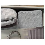4-piece Bath Set - Textured Curtain, Frosted Liner, Terry Bath Mat, 12 Rust Free Hooks 4-piece Bath Set - Textured Curtain, Frosted Liner, Terry Bath Mat, 12 Rust Free Hooks