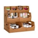 Seville Classics 4pc Bamboo Stackable Organizer Storage Bins Set Seville Classics 4pc Bamboo Stackable Organizer Storage Bins Set