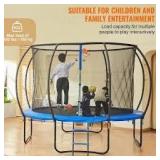 12 ft. Trampoline, 400 lbs. Trampoline with Enclosure Net, Ladder and Curved Pole, Heavy-Duty Trampoline 12 ft. Trampoline, 400 lbs. Trampoline with Enclosure Net, Ladder and Curved Pole, Heavy-Duty Trampoline