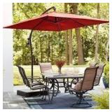 Hampton Bay 8 ft. Square Aluminum and Steel Cantilever Offset Outdoor Patio Umbrella in Chili Red W/ Base Hampton Bay 8 ft. Square Aluminum and Steel Cantilever Offset Outdoor Patio Umbrella in Chili Red W/ Base