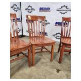 Set of 5 Wooden Slat-Back Dining Chairs