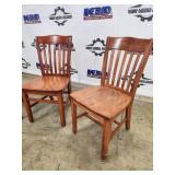Set of 5 Wooden Slat-Back Dining Chairs
