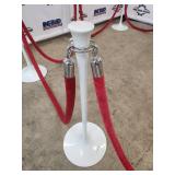 Set of 8 White Crowd Control Stanchions with Red Velvet Ropes