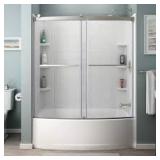 American Standard Ovation Curve 60 in. W x 60 in. H Sliding Frameless Tub Door in Brushed Nickel    Customer  Returns See Pictures American Standard Ovation Curve 60 in. W x 60 in. H Sliding Frameless Tub Door in Brushed Nickel    Customer  Returns See Pictures