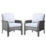 Denali Gray Modern Wicker Outdoor Lounge Chair Seating Set with Beige Cushions (2-Pack)   Customer  Returns See Pictures Denali Gray Modern Wicker Outdoor Lounge Chair Seating Set with Beige Cushions (2-Pack)   Customer  Returns See Pictures