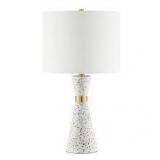 Hampton Bay Sosebee 24 in. White Terrazzo/Brass Gold Terrazzo Hourglass Table Lamp Customer  Returns See Pictures Hampton Bay Sosebee 24 in. White Terrazzo/Brass Gold Terrazzo Hourglass Table Lamp Customer  Returns See Pictures