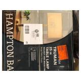 Hampton Bay Truman 24.5 in. Walnut and Brass Table Lamp     Customer  Returns See Pictures Hampton Bay Truman 24.5 in. Walnut and Brass Table Lamp     Customer  Returns See Pictures