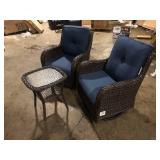 Outdoor Wicker Chairs with Blue Cushions and Table Customer Returns See Pictures Outdoor Wicker Chairs with Blue Cushions and Table Customer Returns See Pictures