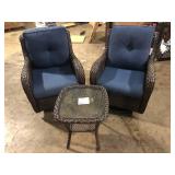 Outdoor Wicker Chairs with Blue Cushions and Table Customer Returns See Pictures Outdoor Wicker Chairs with Blue Cushions and Table Customer Returns See Pictures