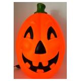 Large Vintage Plastic Lighted Halloween Pumpkin Blow Mold Decoration