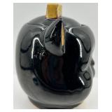 Vintage Black Cat Ceramic Cookie Jar with Bow Lid