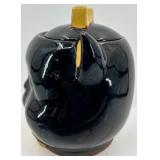 Vintage Black Cat Ceramic Cookie Jar with Bow Lid
