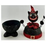 Black Cat Halloween Figurine Candy Container