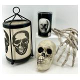 Skull Halloween Decor Set with Candle, Lantern, and Skeleton Props