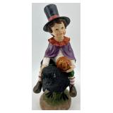 Halloween Figurine of Child on Crow and Black Cat Candy Container