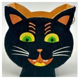 Halloween Figurine of Child on Crow and Black Cat Candy Container