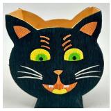 Halloween Figurine of Child on Crow and Black Cat Candy Container