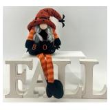 Halloween Gnome Plush with Changeable LED Light and FALL Sign Decor