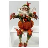 Fall Decor Set: Fairy Figurine, Yarn Pumpkin, and Leaf Embellished Picture Frame