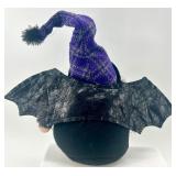 Halloween Gnome with Bat Wings and Plaid Pumpkin Decor Set
