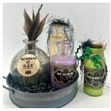 Halloween Potion Bottle Decor Set with Labels and Tray