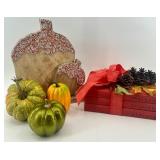 Autumn Home Decor Set with Faux Pumpkins, Glittered Acorn, and Decorative Book Stack