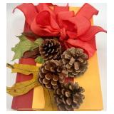 Autumn Home Decor Set with Faux Pumpkins, Glittered Acorn, and Decorative Book Stack