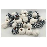 Lot of White and Plaid Mini Decorative Pumpkins