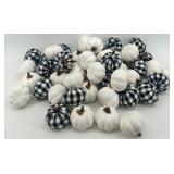Lot of White and Plaid Mini Decorative Pumpkins
