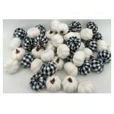 Lot of White and Plaid Mini Decorative Pumpkins
