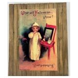 Framed Vintage-Style Wall Art and Fabric Pumpkin