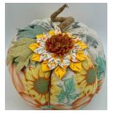 Framed Vintage-Style Wall Art and Fabric Pumpkin