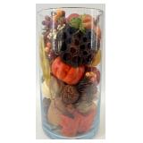 Collection with Framed Prints, Fabric Pumpkins, and Vase Filler