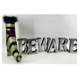 Glittered Witch Boot and BEWARE Table Sign