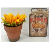 Fall Harvest Decor Collection with Pumpkin Motifs and Sunflower Arrangement