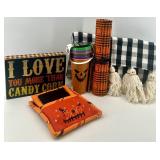 Halloween Decor and Kitchen Set with Candy Corn Sign and Ghost Table Runner