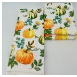 6 Fall Pumpkin Kitchen Towels with 4 Pumpkin Napkin Rings and Faux Fall Decor