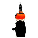 Halloween Black Cat Wall Art, Vintage Felt Pumpkin Figure and Decorative Pumpkins Set