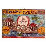 Halloween Decor with Swamp Creature Sign, Ceramic Haunted House, Pumpkin Pail, and Owl Bucket
