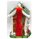 Halloween Decor with Swamp Creature Sign, Ceramic Haunted House, Pumpkin Pail, and Owl Bucket