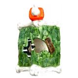 Halloween Decor with Swamp Creature Sign, Ceramic Haunted House, Pumpkin Pail, and Owl Bucket