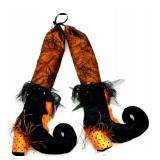 Halloween Decor with Light-Up Pumpkin, Witch Legs, Faux Fall Floral and Welcome sign