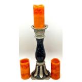 Collection of Autumn Candle Decor with Holders, NEW Fall Themed Tea Towels, Ceramic Corn S&P Shakers from Japan and Fall Accents