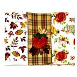 Collection of Autumn Candle Decor with Holders, NEW Fall Themed Tea Towels, Ceramic Corn S&P Shakers from Japan and Fall Accents