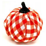 Large Fall Decor Lot with Gingham Pumpkins, Halloween Bucket, Faux Leaves, Flowers, and Candles