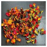Large Fall Decor Lot with Gingham Pumpkins, Halloween Bucket, Faux Leaves, Flowers, and Candles